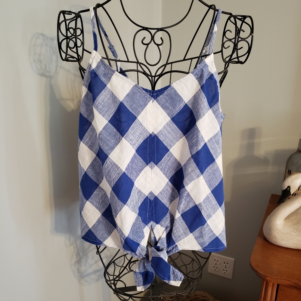 Blue & white gingham tank